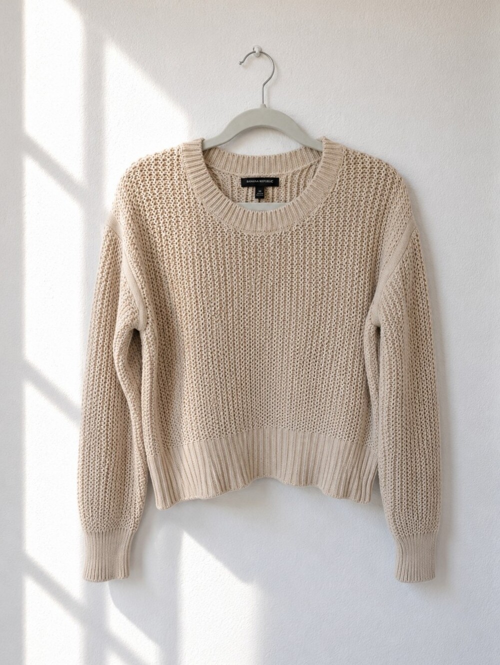 Banana‎ Republic 100% Cotton Chunky Beige Crewneck Sweater – Women's Medium